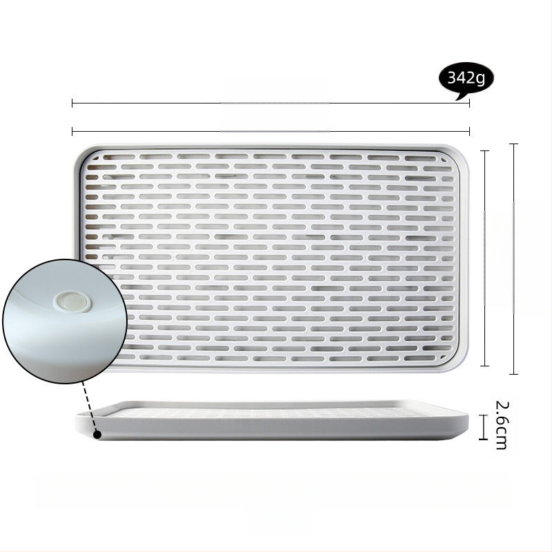 Dvigubo sluoksnio plastikinė padėklas su drenažu, stačiakampis puodelių laikiklis ir arbatos laikymas — šiaurietiškas paprastas stilius