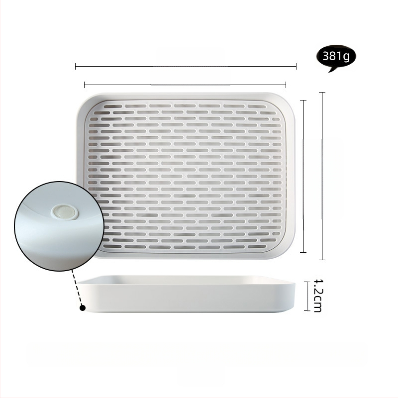 Dvigubo sluoksnio plastikinė padėklas su drenažu, stačiakampis puodelių laikiklis ir arbatos laikymas — šiaurietiškas paprastas stilius