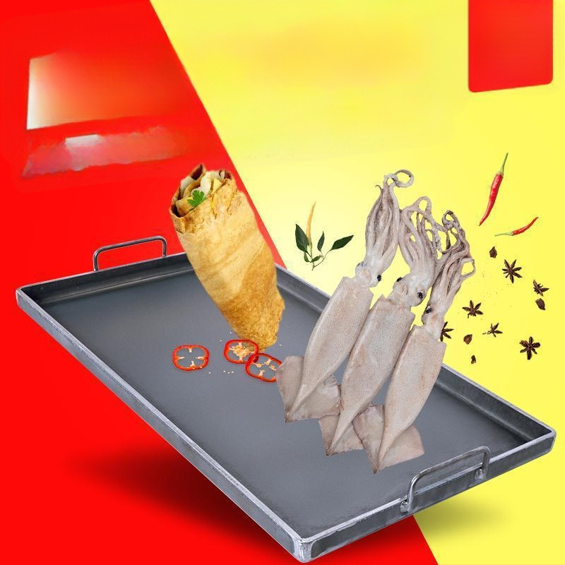 Stačiakampė plieno grilio keptuvė, sulankstoma, skirta kalmarų kepimui, komerciniam ir namų naudojimui