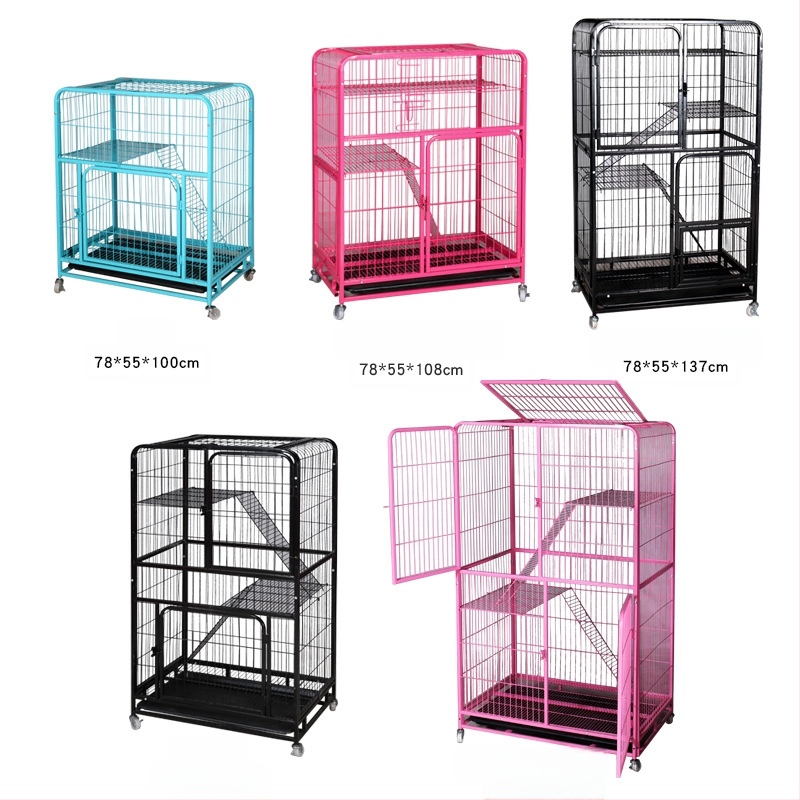 Котешка клетка с ултра голямо пространство и вилно-стилна конструкция от квадратни тръби, 2–4 нива (Материал: квадратни тръби с лакирано покритие; Обект: котка; Категория: клетка; Импорт: Не; IP: Не)