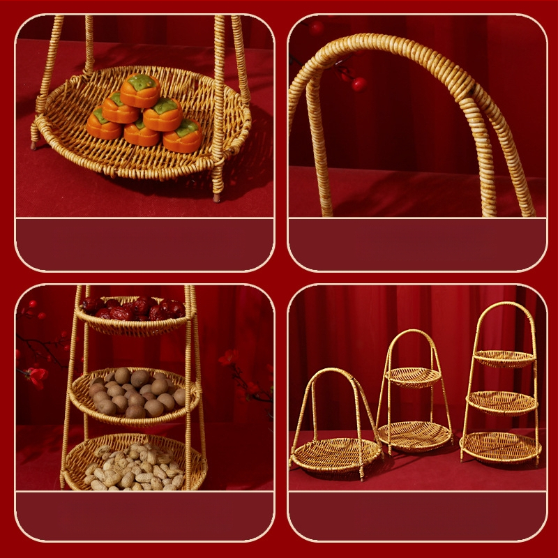 Plastikinis daugiaaukštis užkandžių ir vaisių krepšys – FG prekės ženklas, kategorija Laimingas krepšys, vestuvėms (Medžiaga: plastikas; Prekės ženklas: FG; Kategorija: Laimingas krepšys; Naudojimo atvejis: Vestuvės)