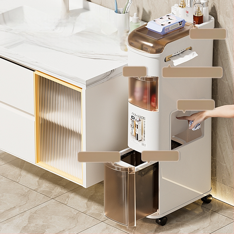 Съхранителен шкаф за баня, свободностоящ с чекмеджета, пластмасов, модел 331, японски стил