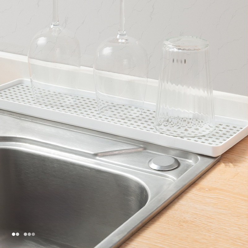 Dviejų sluoksnių arbatos padėklas su drenažu, plastikinis, šiaurietiškas minimalistinis stilius, stačiakampė forma