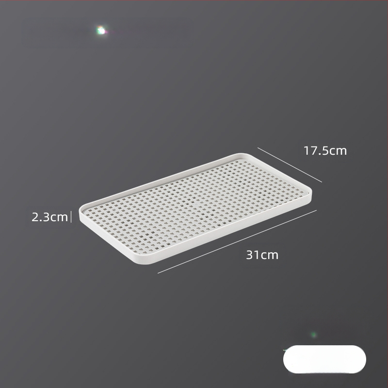 Dviejų sluoksnių arbatos padėklas su drenažu, plastikinis, šiaurietiškas minimalistinis stilius, stačiakampė forma