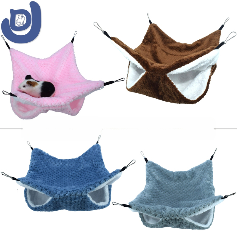 Хамстер хамак за малки домашни любимци, двупластов от корален велур — целогодишен, зимоустойчив