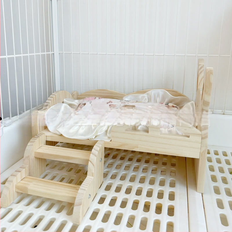 Дървено гнездо и спалня за домашни любимци: зайци и морски свинчета, с стълби, за всички сезони