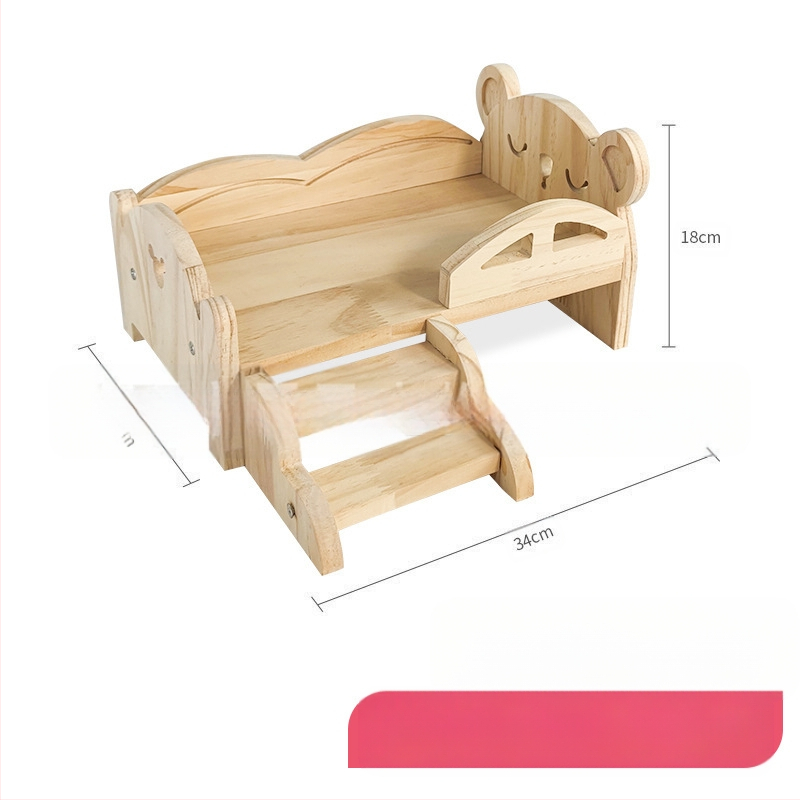 Дървено гнездо и спалня за домашни любимци: зайци и морски свинчета, с стълби, за всички сезони