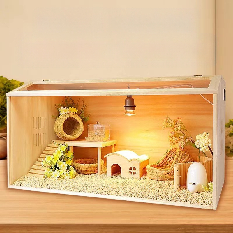 Дървена развъдна клетка за хамстери – пълен комплект за отглеждане (Материал: дърво; Обект: хамстер; Бранд: Друг)