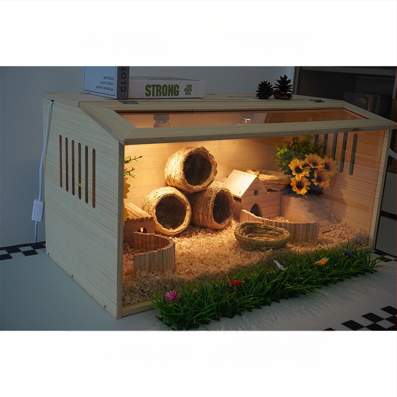 Дървена развъдна клетка за хамстери – пълен комплект за отглеждане (Материал: дърво; Обект: хамстер; Бранд: Друг)