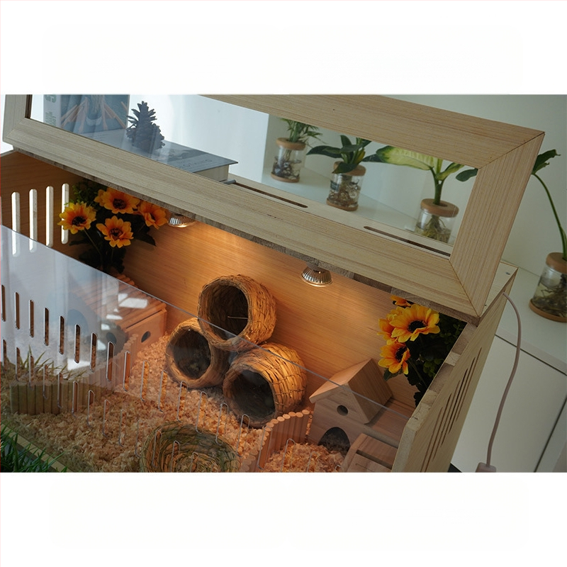 Дървена развъдна клетка за хамстери – пълен комплект за отглеждане (Материал: дърво; Обект: хамстер; Бранд: Друг)