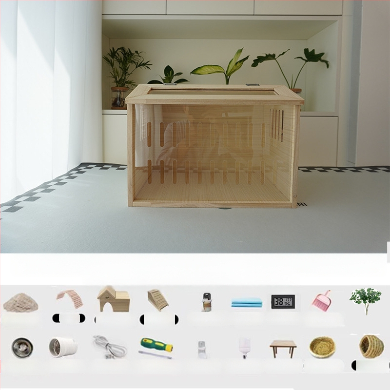 Дървена развъдна клетка за хамстери – пълен комплект за отглеждане (Материал: дърво; Обект: хамстер; Бранд: Друг)