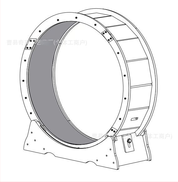 Katės bėgiojimo ratas su medine konstrukcija kaimo stiliuje