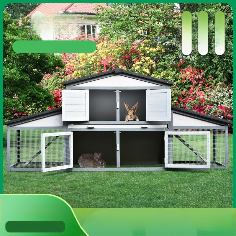 Двоен слой дървена клетка за зайци с гнездо и отделение