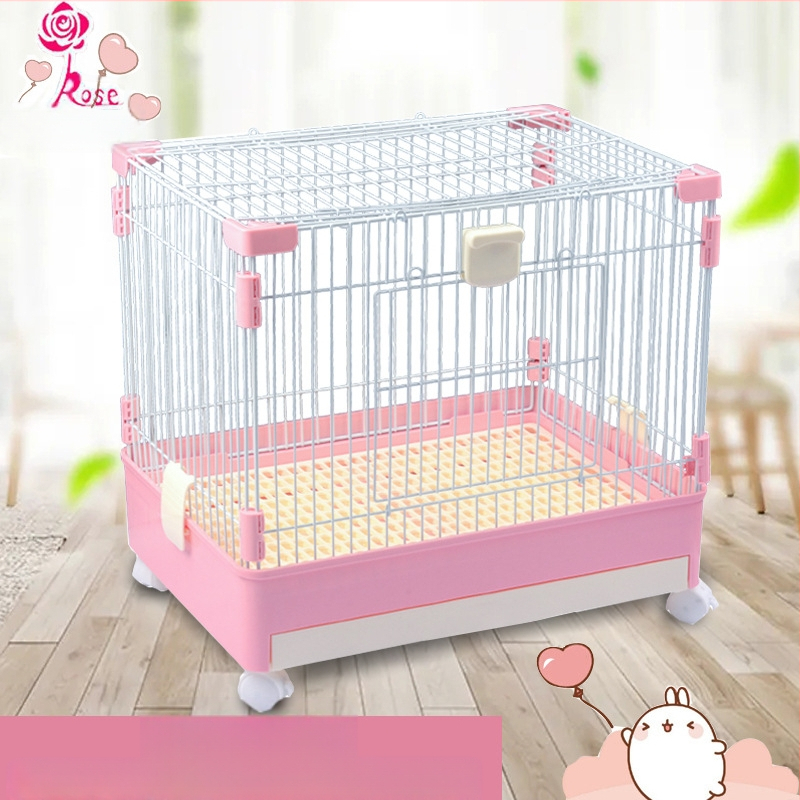 Пластмасова клетка за зайци с издърпващ се лотък за автоматично почистване, двуетажна клетка за домашни любимци