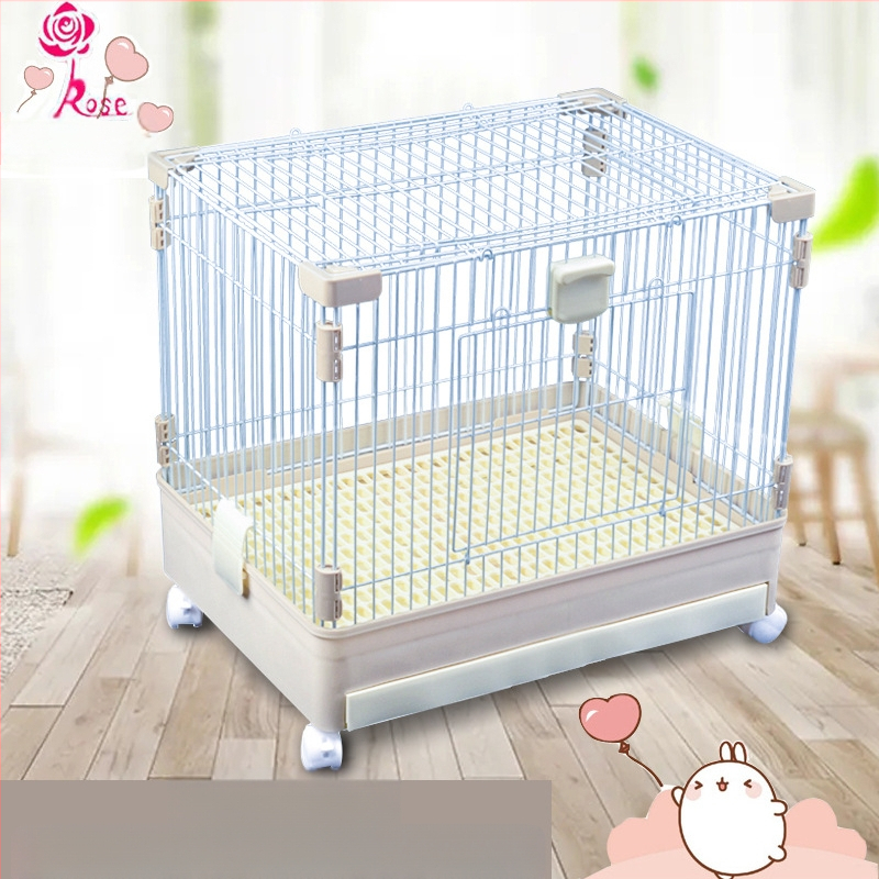 Пластмасова клетка за зайци с издърпващ се лотък за автоматично почистване, двуетажна клетка за домашни любимци