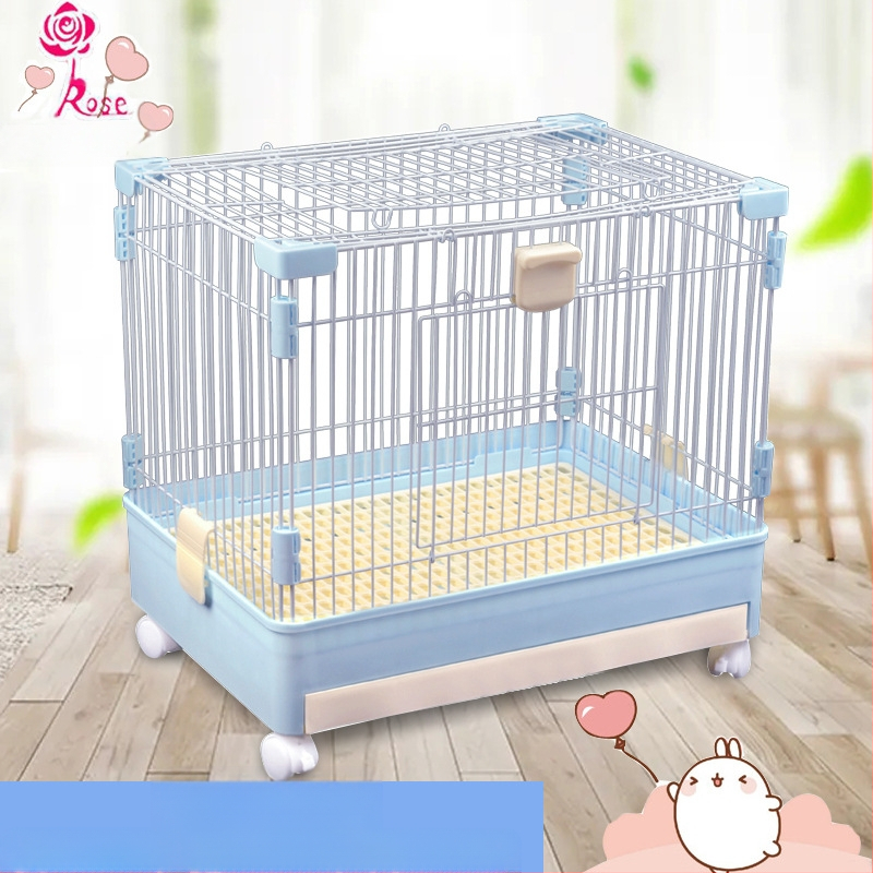 Пластмасова клетка за зайци с издърпващ се лотък за автоматично почистване, двуетажна клетка за домашни любимци