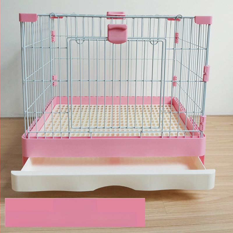 Пластмасова клетка за зайци с издърпващ се лотък за автоматично почистване, двуетажна клетка за домашни любимци
