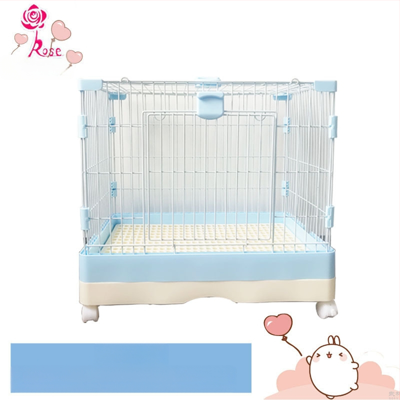 Пластмасова клетка за зайци с издърпващ се лотък за автоматично почистване, двуетажна клетка за домашни любимци