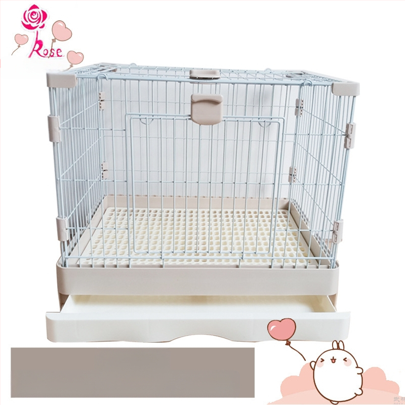 Пластмасова клетка за зайци с издърпващ се лотък за автоматично почистване, двуетажна клетка за домашни любимци