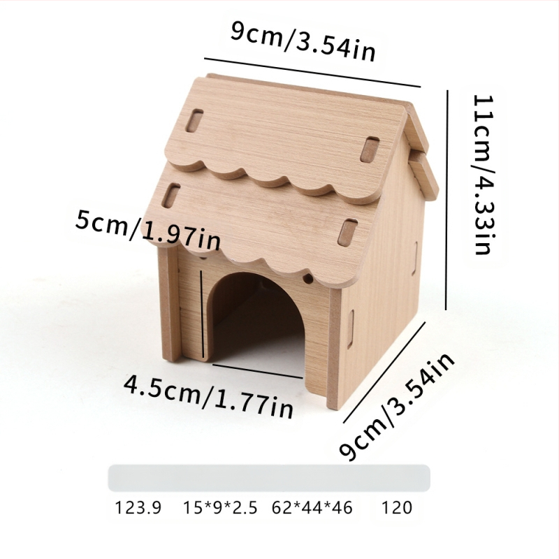 Hamstera koka māja ar guļvietu un divstāvu vilu — ciets koks, Pet taro