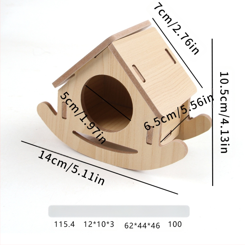 Hamstera koka māja ar guļvietu un divstāvu vilu — ciets koks, Pet taro