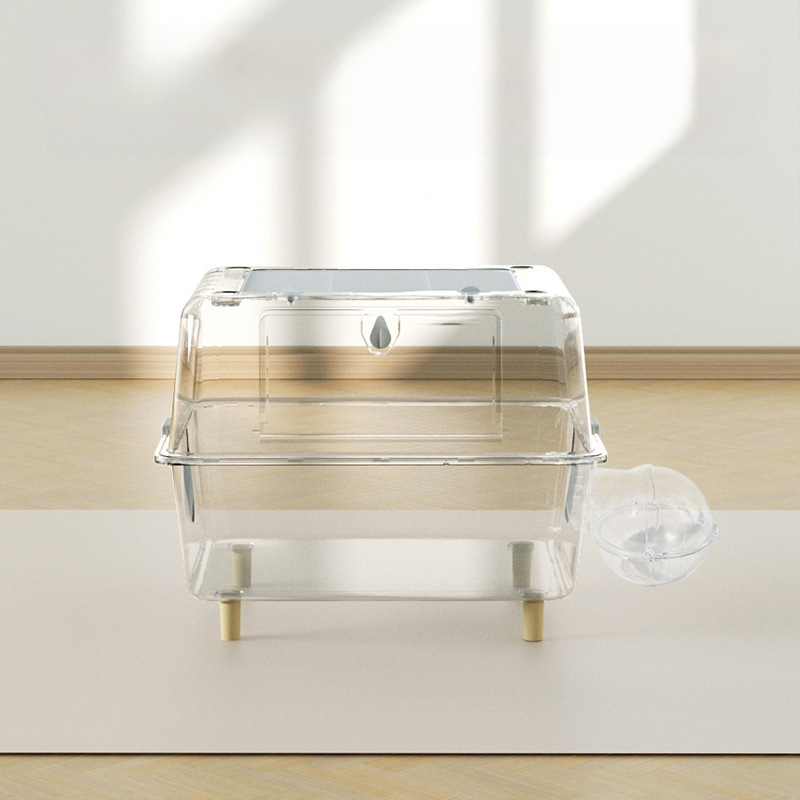 Akril hamsterketrec — átlátszó, beltéri szigetelés, teljes berendezési készlet (Weibi)