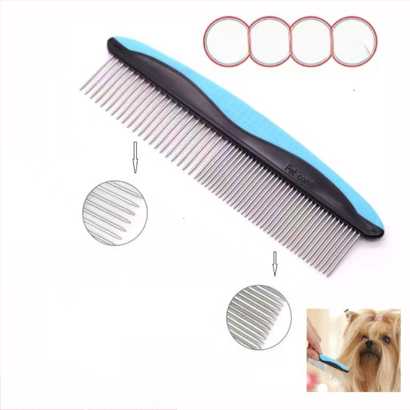 Гребен за домашни любимци за котки и кучета — премахва опадалата козина; материали: TRP, пластмаса и неръждаема стомана; марка Domestic