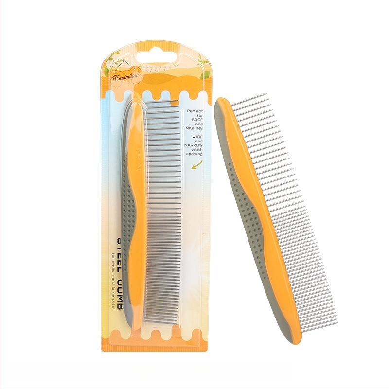 Гребен за домашни любимци за котки и кучета — премахва опадалата козина; материали: TRP, пластмаса и неръждаема стомана; марка Domestic