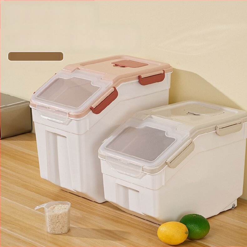 Ryžių laikymo kibiras su drėgmės ir kenkėjų apsauga • PP plastikas • talpa daugiau nei 10 L • šiuolaikiškas minimalistinis stilius