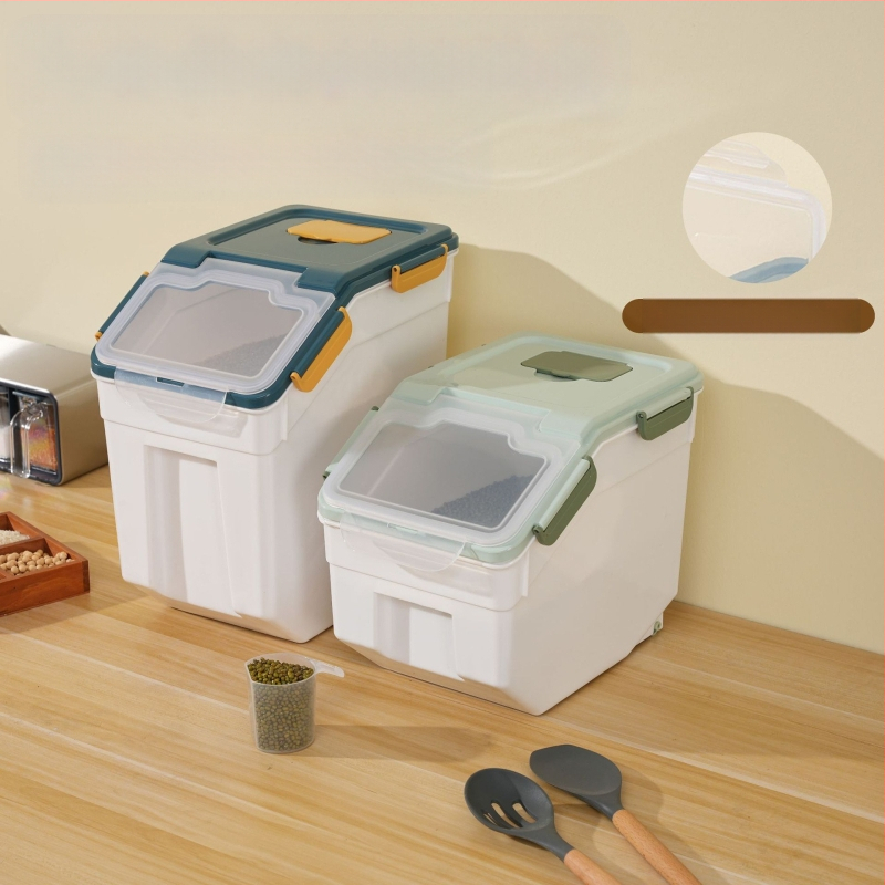 Ryžių laikymo kibiras su drėgmės ir kenkėjų apsauga • PP plastikas • talpa daugiau nei 10 L • šiuolaikiškas minimalistinis stilius