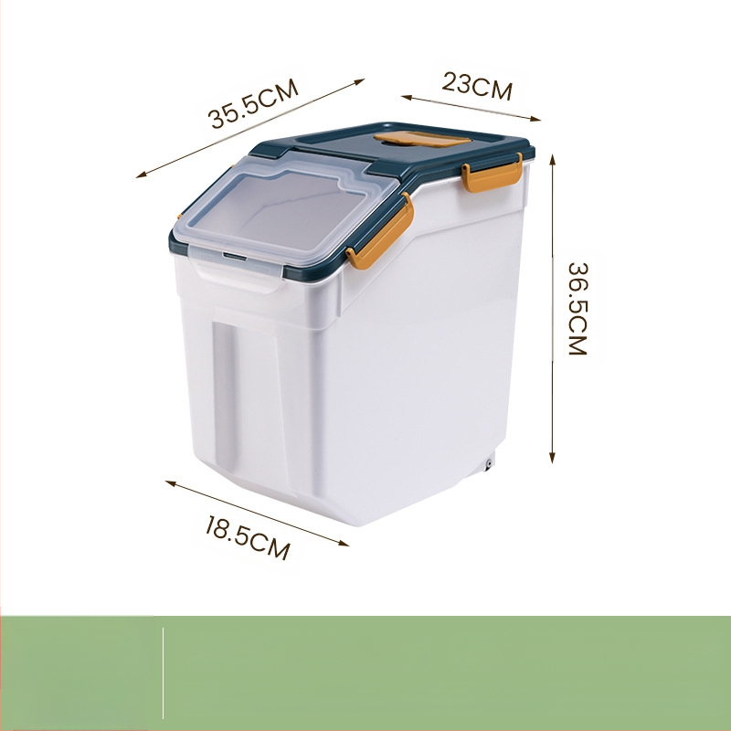 Ryžių laikymo kibiras su drėgmės ir kenkėjų apsauga • PP plastikas • talpa daugiau nei 10 L • šiuolaikiškas minimalistinis stilius