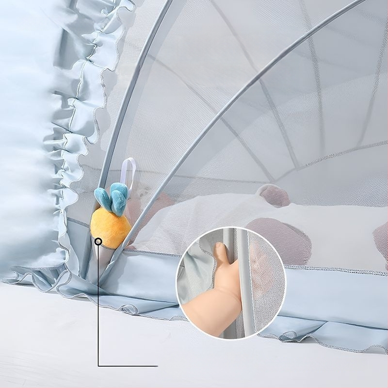 Salokāms guļvates moskītu tīkls zīdaiņiem 0–1 gadu vecumā, ar stiklašķiedras caurulēm