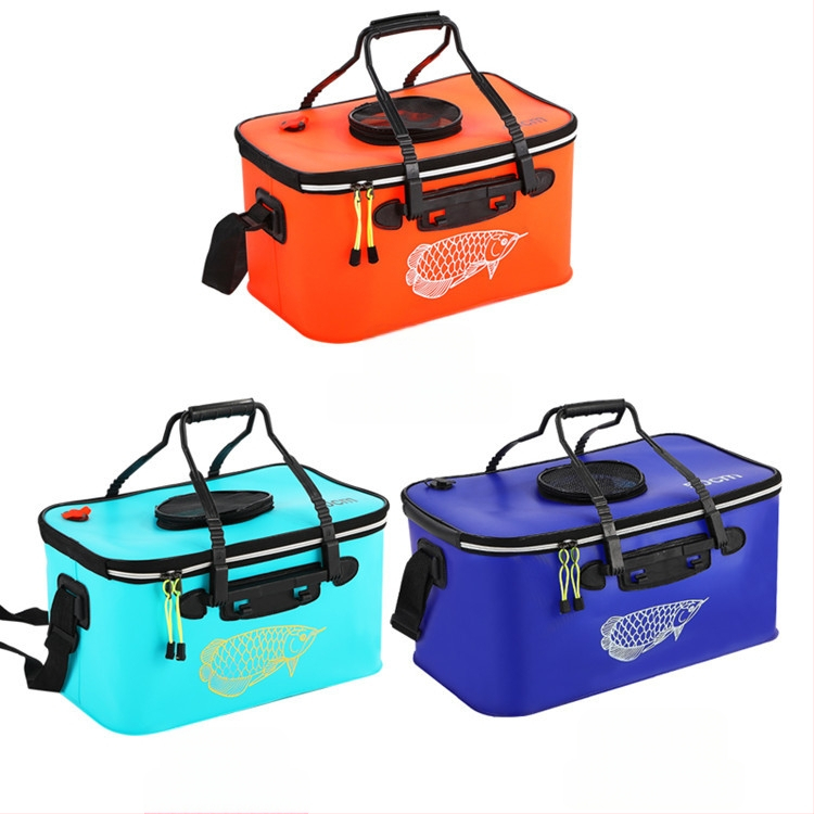 EVA sulankstomas kibiras gyviems žuvims su skaidriu dangčiu – žvejybos kibiras ir priedų dėžutė