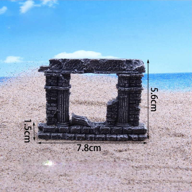 Miniatiūrinė scenos dekoracija iš dervos, Romos kolona, akvariumo kraštovaizdžiui, paviljono dekoras