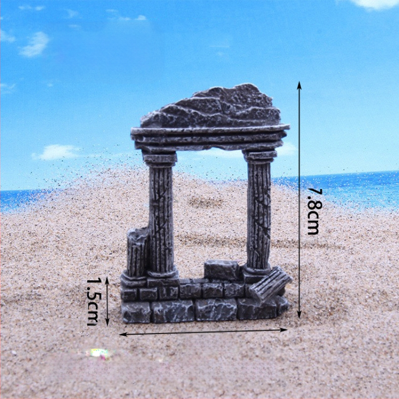 Miniatiūrinė scenos dekoracija iš dervos, Romos kolona, akvariumo kraštovaizdžiui, paviljono dekoras