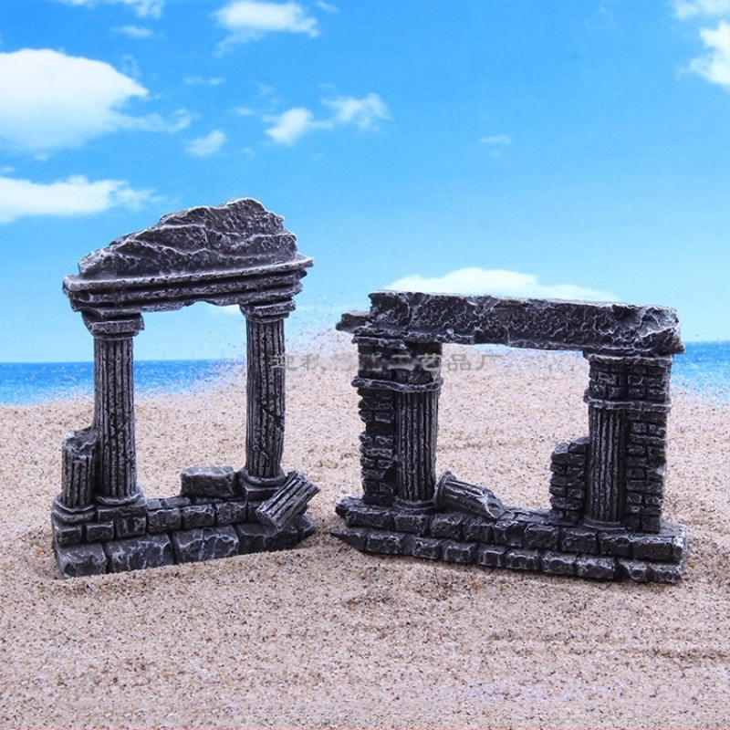 Miniatiūrinė scenos dekoracija iš dervos, Romos kolona, akvariumo kraštovaizdžiui, paviljono dekoras