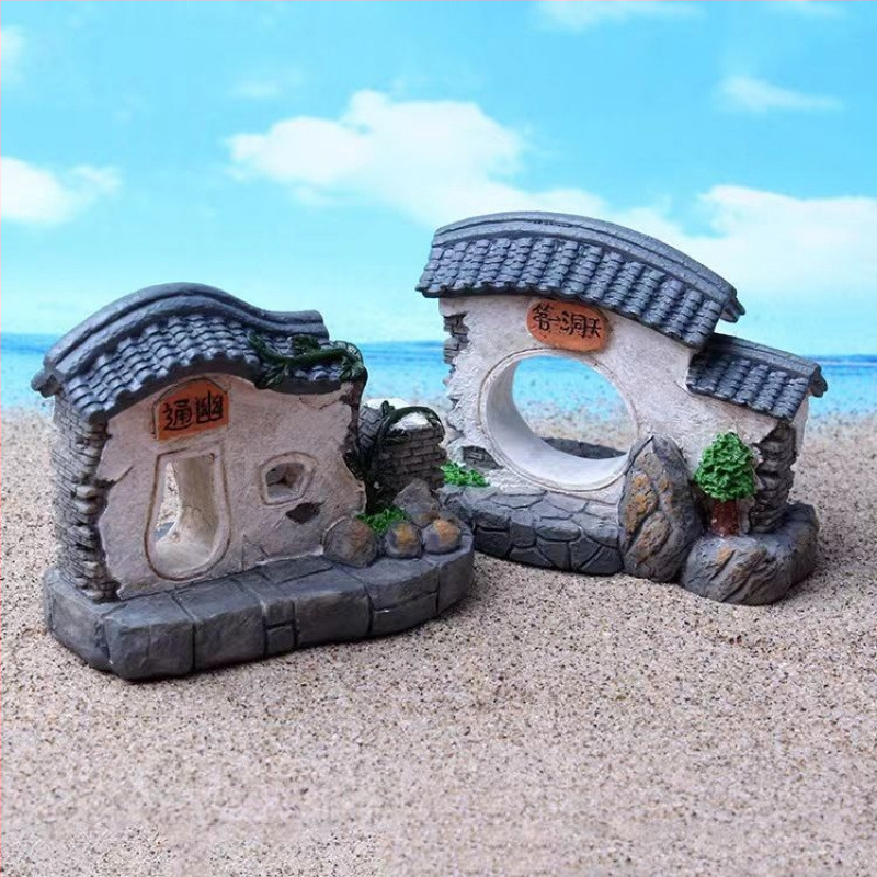 Miniatiūrinė scenos dekoracija iš dervos, Romos kolona, akvariumo kraštovaizdžiui, paviljono dekoras