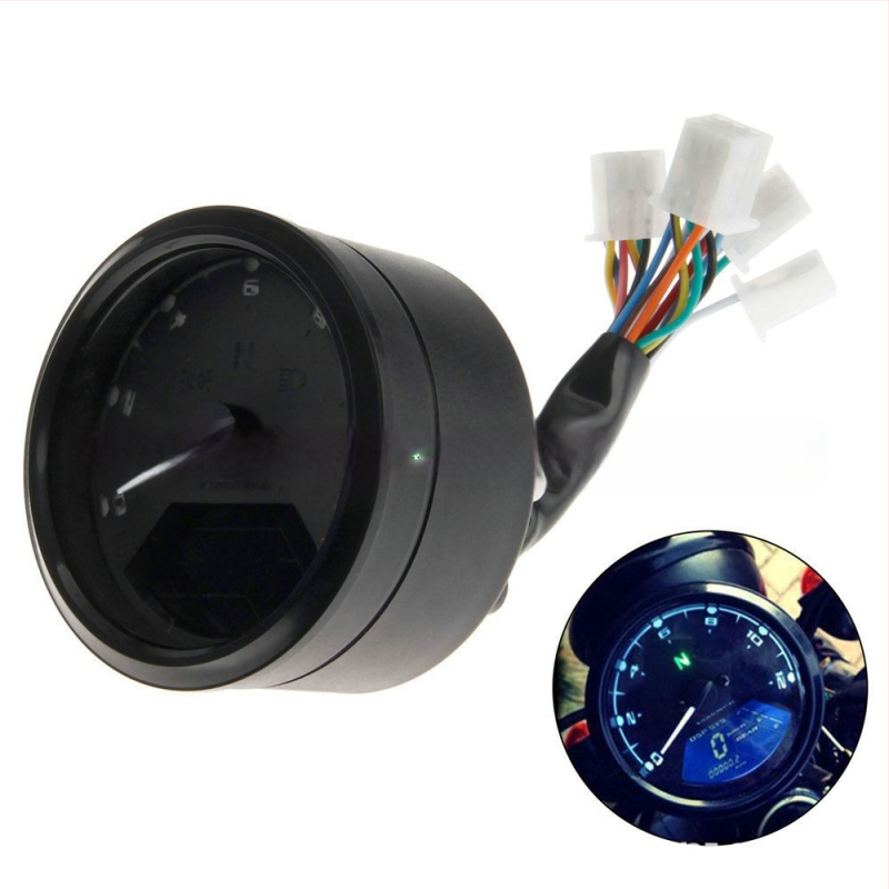 Motorkerékpár műszerfal univerzális módosításhoz – retro stílusú LCD kilométer-számláló, 12V (Márka Boyang, Modell byff)