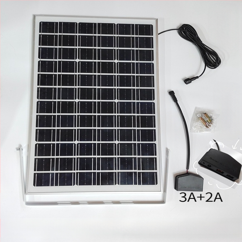 Слънчев панел за външно зареждане с двойни USB изходи, регулируем изход 5V/12V DC и захранване за съхранение на енергия