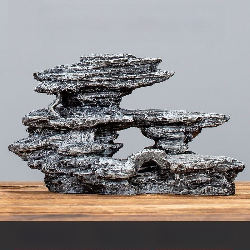 Διάκοσμος ενυδρείου: μίνι ροκερία διακοσμητικό σετ με πέτρινο καταφύγιο για μικροτοπίο