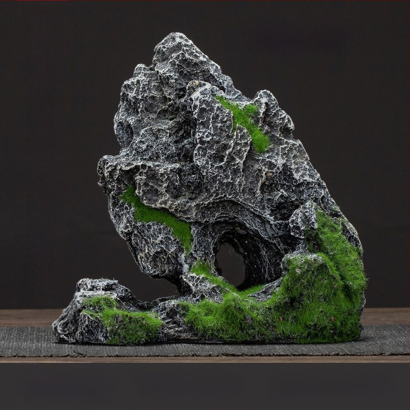 Διάκοσμος ενυδρείου: μίνι ροκερία διακοσμητικό σετ με πέτρινο καταφύγιο για μικροτοπίο