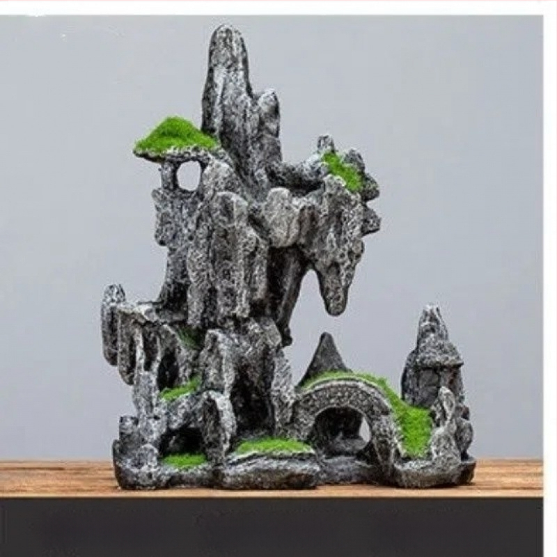 Διάκοσμος ενυδρείου: μίνι ροκερία διακοσμητικό σετ με πέτρινο καταφύγιο για μικροτοπίο