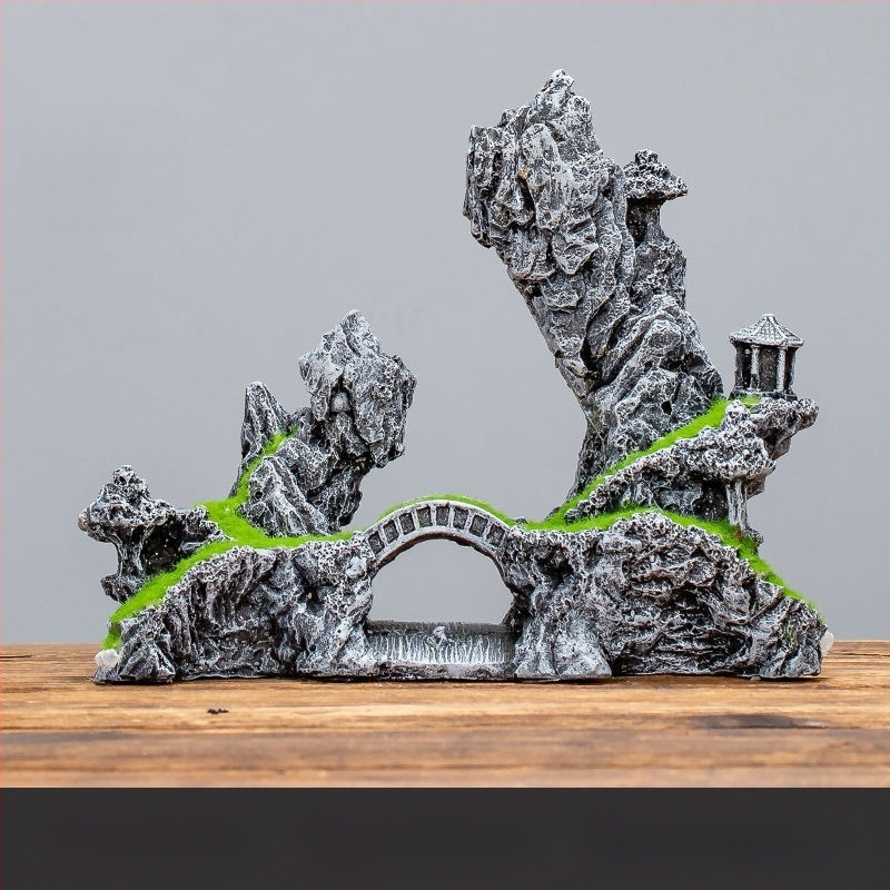 Διάκοσμος ενυδρείου: μίνι ροκερία διακοσμητικό σετ με πέτρινο καταφύγιο για μικροτοπίο