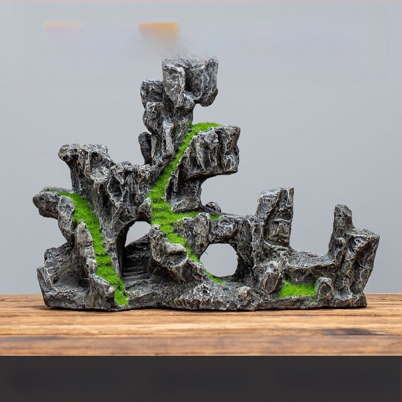 Διάκοσμος ενυδρείου: μίνι ροκερία διακοσμητικό σετ με πέτρινο καταφύγιο για μικροτοπίο