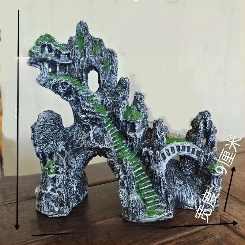 Διάκοσμος ενυδρείου: μίνι ροκερία διακοσμητικό σετ με πέτρινο καταφύγιο για μικροτοπίο