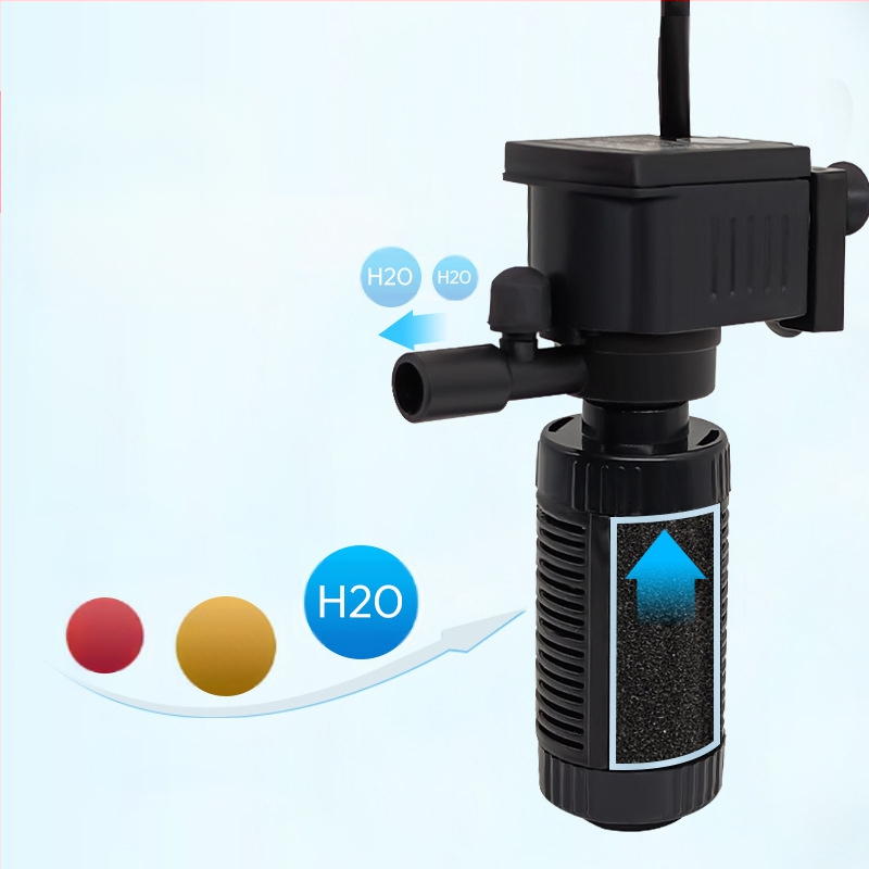 Garix Mini akvārija filtrs — iebūvēts kluss filtrēšanas kameras un skābekļa sūknis, trīs vienā; plastmasas korpuss, 0,16 kg