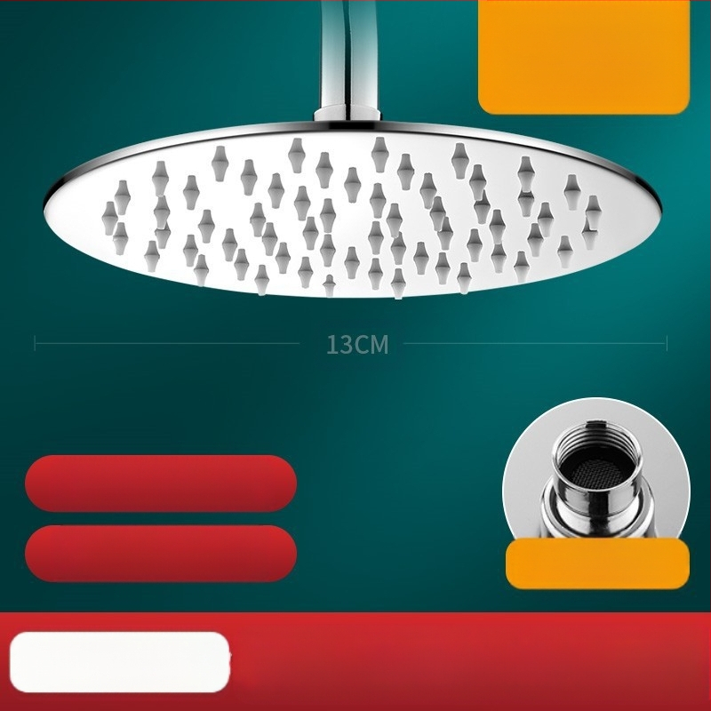 Dušo galva iš nerūdijančio plieno, viršutinė purškimo srovė, lietaus režimas, šiuolaikiškas minimalistinis dizainas.