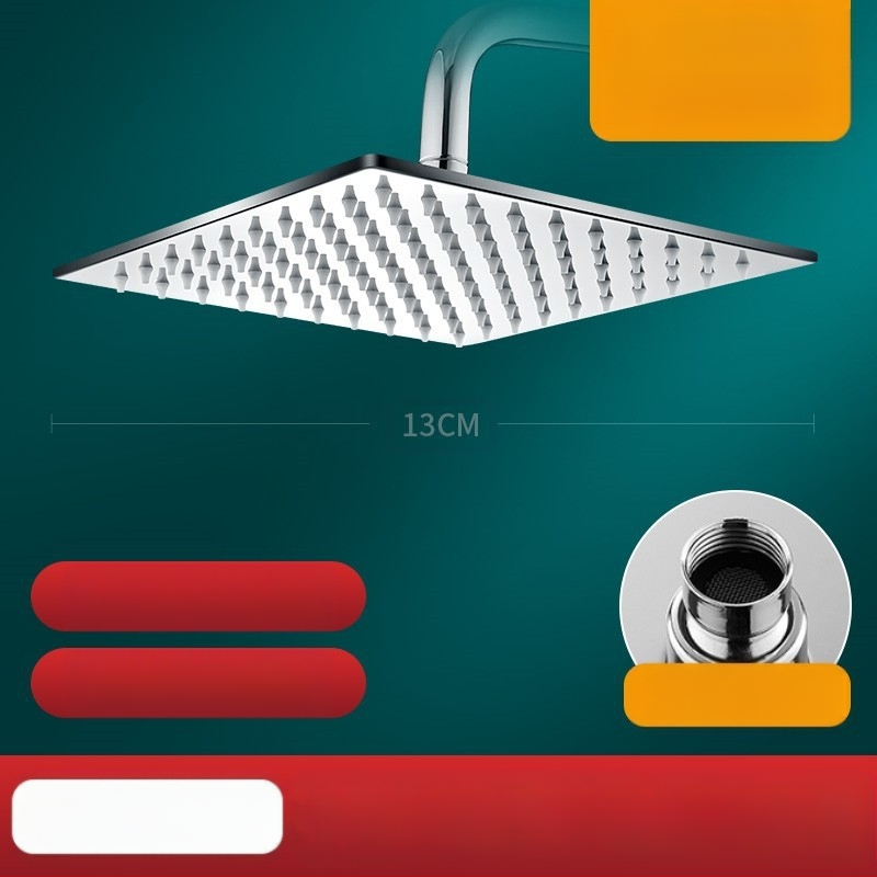 Dušo galva iš nerūdijančio plieno, viršutinė purškimo srovė, lietaus režimas, šiuolaikiškas minimalistinis dizainas.