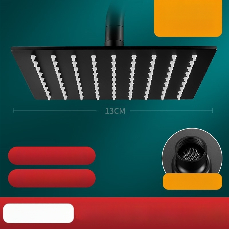 Dušo galva iš nerūdijančio plieno, viršutinė purškimo srovė, lietaus režimas, šiuolaikiškas minimalistinis dizainas.