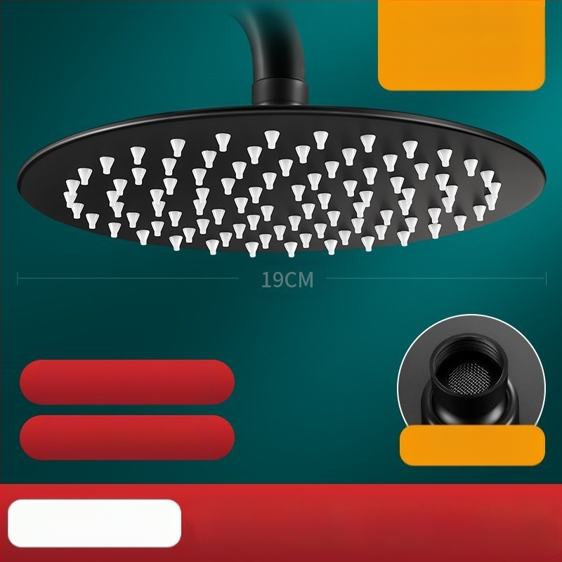 Dušo galva iš nerūdijančio plieno, viršutinė purškimo srovė, lietaus režimas, šiuolaikiškas minimalistinis dizainas.